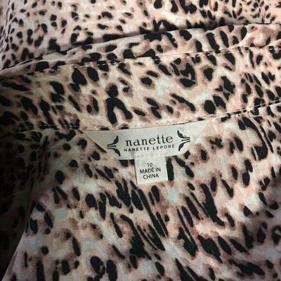 Nanette Lepore Sleeveless Dress Size 10 Pleated Belt Animal Print Ombre Pink NWT - Picture 3 of 6